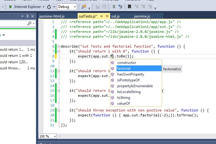 The javascript Intellisense with Visual Studio
