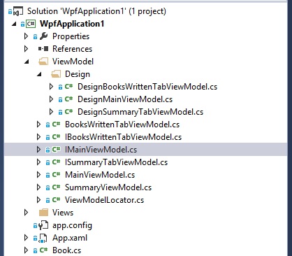 Visual Studio Solution Explorer with Design ViewModels