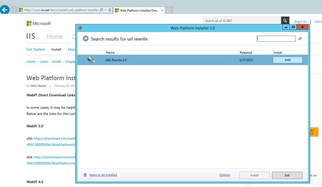 URL Rewrite 2.0 installation with Web Platform Installer
