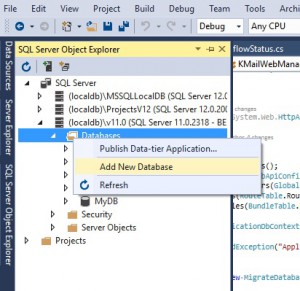 Create empty database from Visual Studio