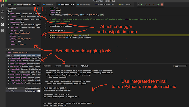 debugging python in visual studio code